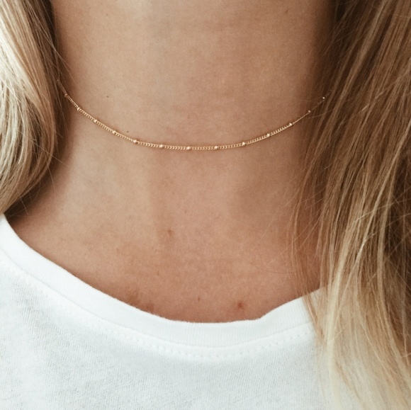 Dainty Delicate Gold Choker Necklace - Picture 2 of 6
